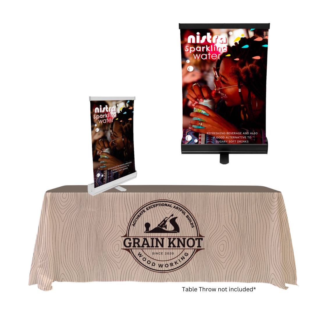 Fully Custom Retractable Table Top Display Banner 18" Eco